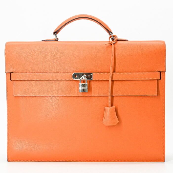 HERMES エルメス ケリーデペッシュ 38 書きもの 商行為御徒面子 ブリーフ容れもの オレンジ色 ヴォーエプソン #□H