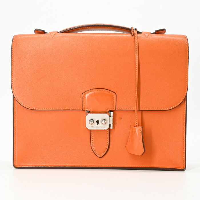 【お値引き】HERMES エルメス サックアデペッシュ 27 ビジネスバッグ トート ハンドバッグ シェーブル オレンジ #□K|ブランド買取販売SRC2号店