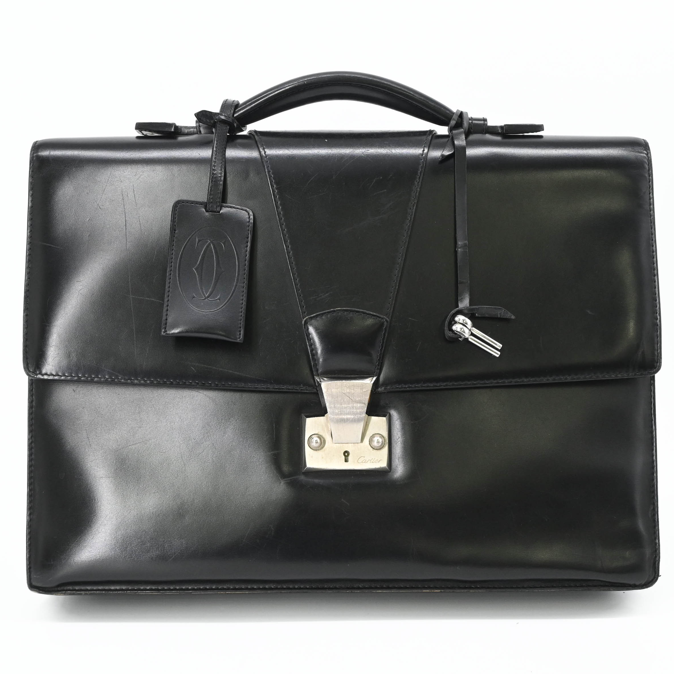Cartier カルティエ パシャ マストライン ビジネスバッグ ブリーフケース 書類鞄 レザー ブラック 黒 メンズ 22,052円