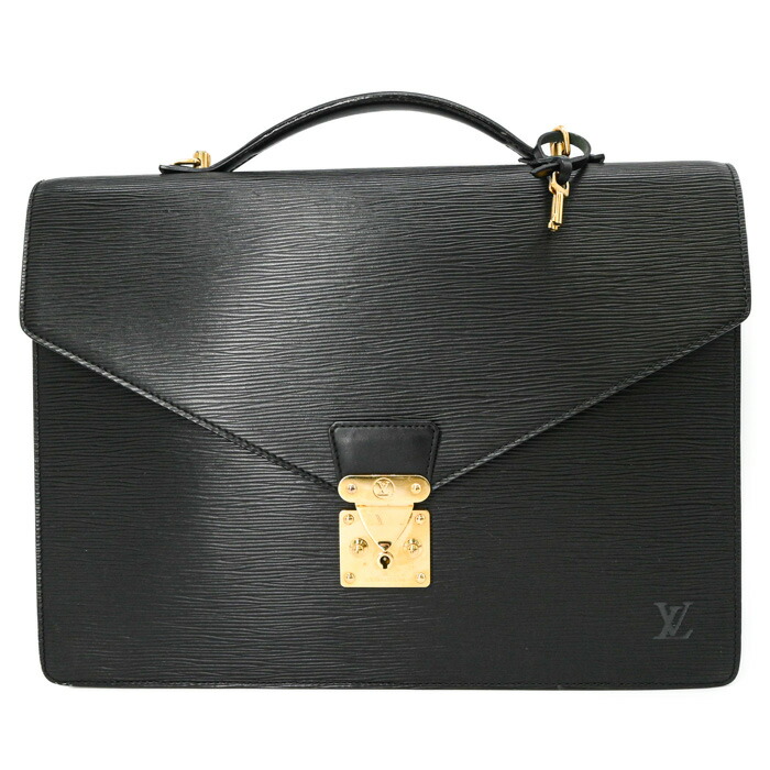 LOUIS VUITTON ヴィトン エピ セルヴィエット アンバサダー ブリーフケース ビジネスバッグ ブラック ゴールド金具 ノワール 内側ベタ・剥がれ M54422