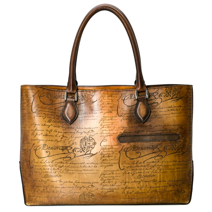 【美品】Berluti ベルルッティ トゥジュール スクリットレザー カリグラフィ ハンドバッグ トートバッグ ビジネス トバコ ブラウン 134,900円