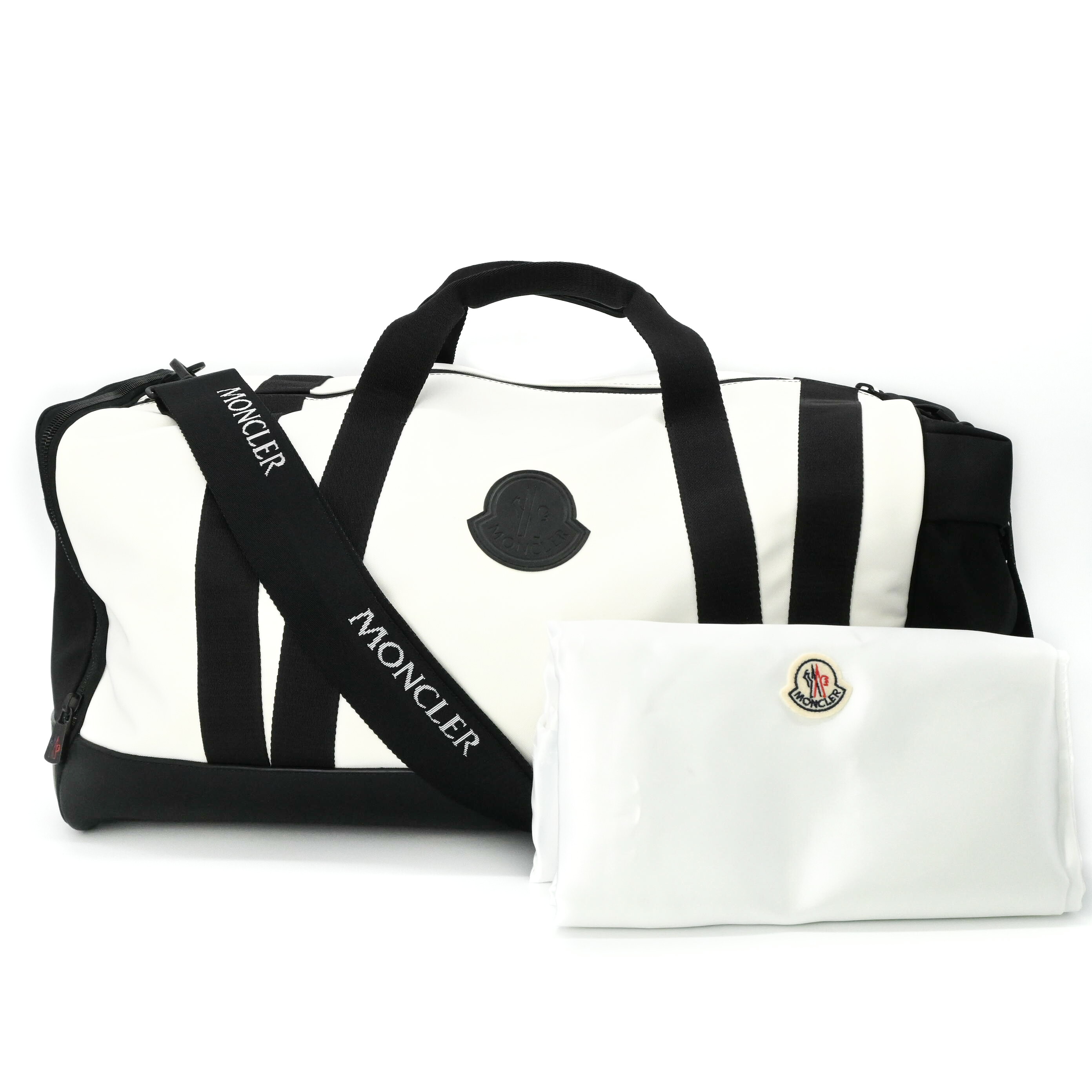 【美品】MONCLER モンク軌跡 ボストンバッグ 旅する鞄 白いこと 黒いこと 白 黒