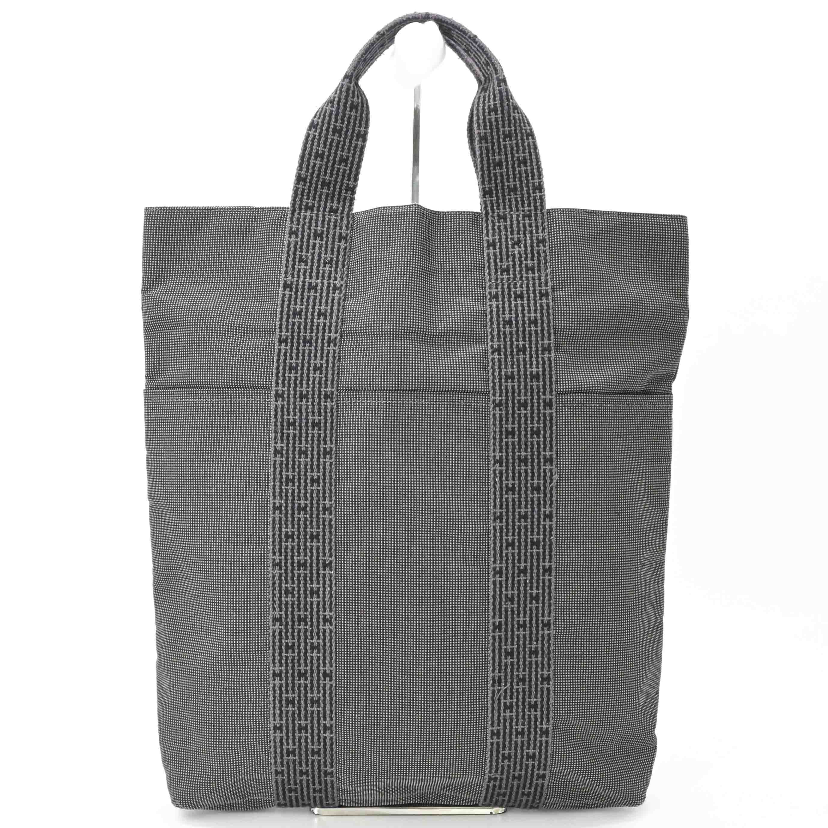 HERMES エルメス エールライン カバス トートバッグ ハンドバッグ キャンバス グレー
