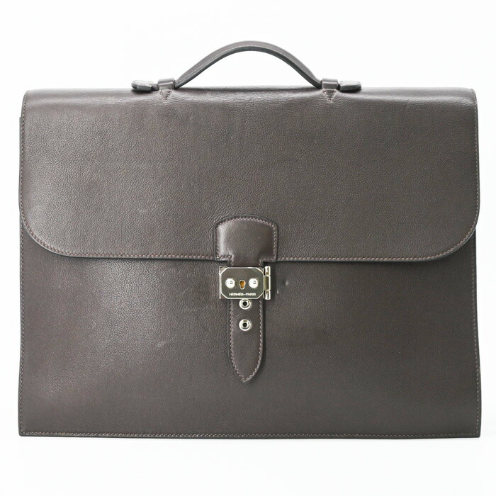 【美品】HERMES エルメス サックアデペッシュ 38 書きもの ヴォーエプソン 商行為御徒面子 ブリーフ容れもの 暗然たる赤銅色 バイ色つや 鍵欠品 ＃□P