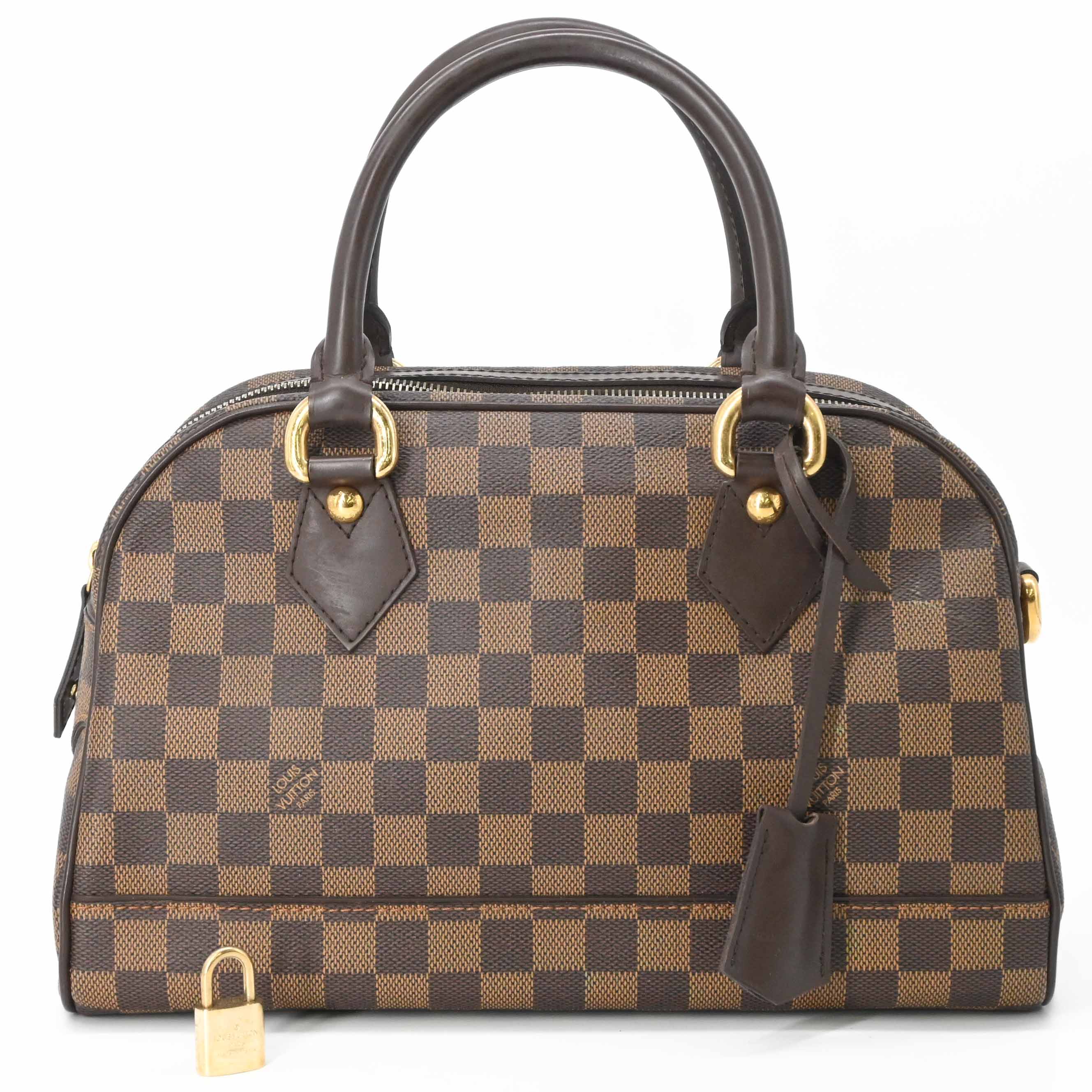 【美品】LOUIS VUITTON ルイ・ヴィトン ダミエ ドゥオモ ハンドバッグ PVC ブラウン 茶 レディース N60008