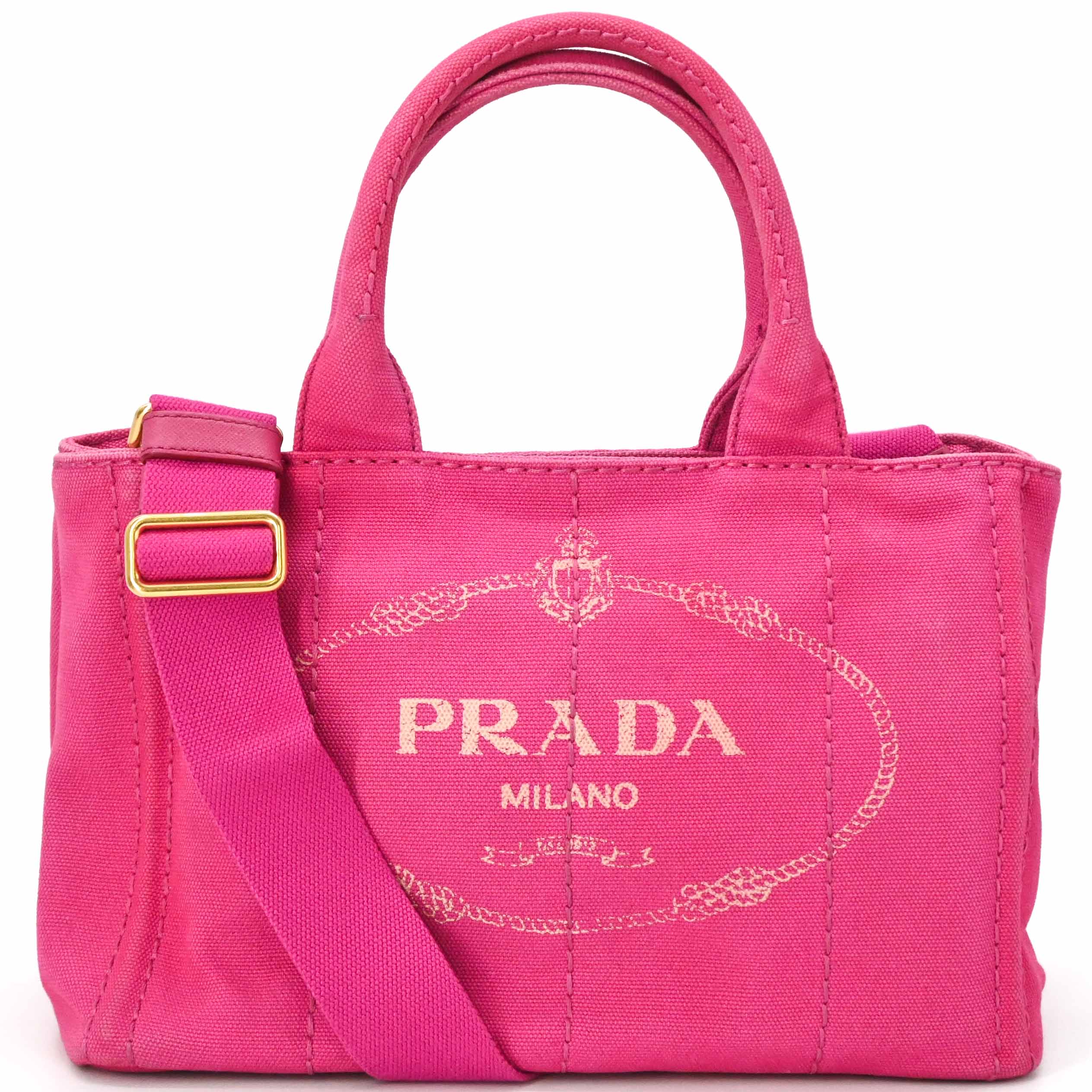 【美品】PRADA プラダ カナパ 28 ハンドバッグ ショルダーバッグ 2WAY キャンバス レディース ピンク 1BG439
