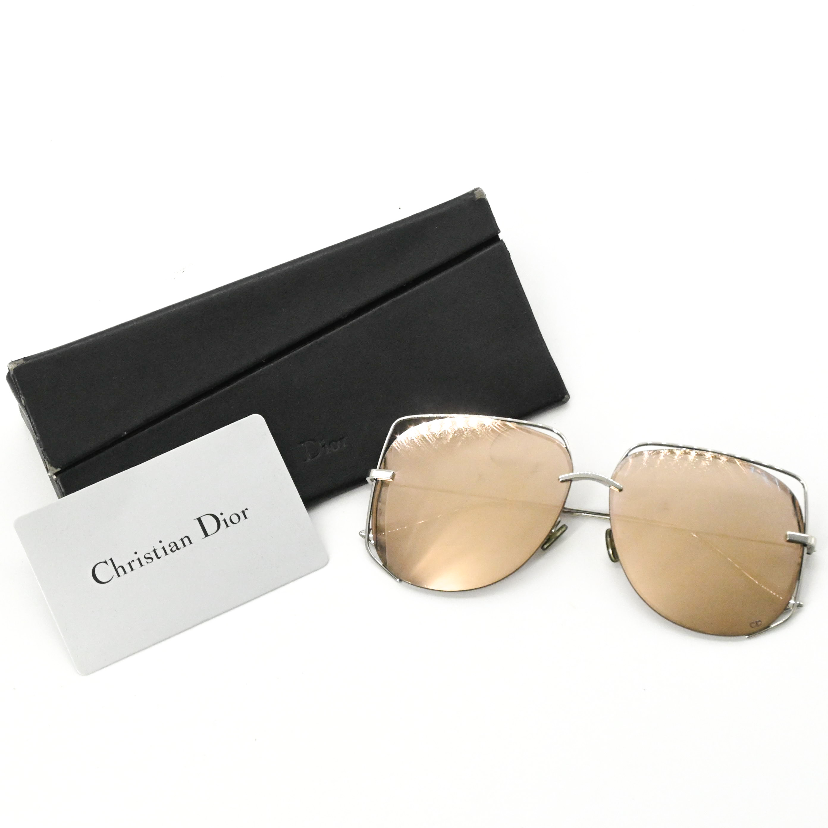 【美品】Christian Dior クリスチャンディオール STELLAIRE6 ティアドロップ ミラーレンズ 眼鏡 パイロット ゴールドレンズ シルバー 010SQ|ブランド買取販売SRC2号店