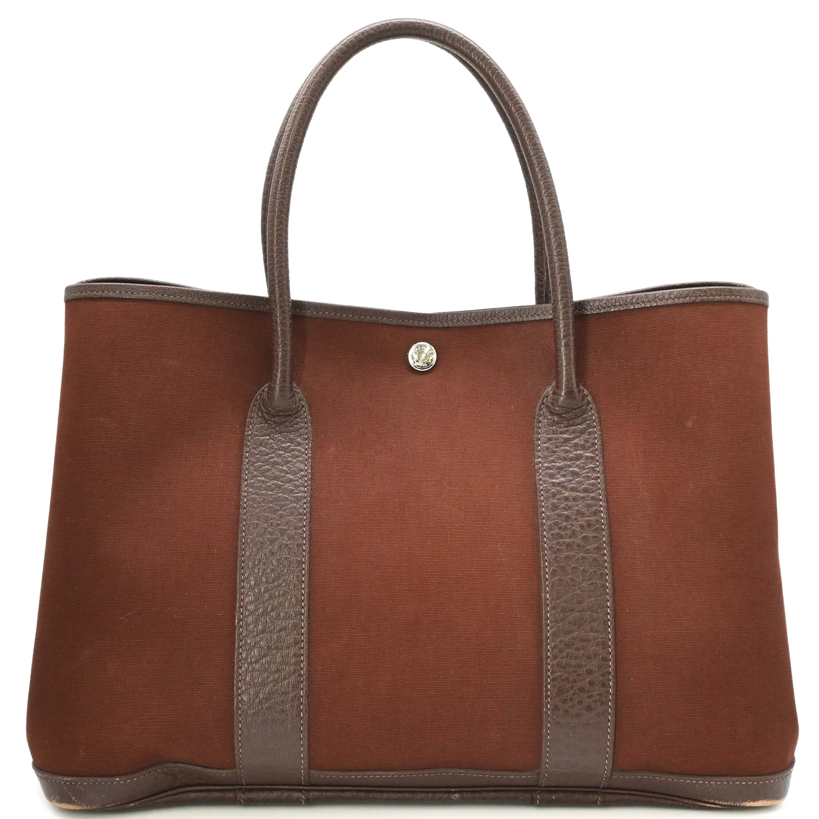 HERMES エルメス ガーデンパーティーPM 36 ハンドバッグ レディースバッグ トートバッグ トワルオフィシエ キャンバス ブラウン 茶 □I刻印｜ブランド買取販売SRC２号店