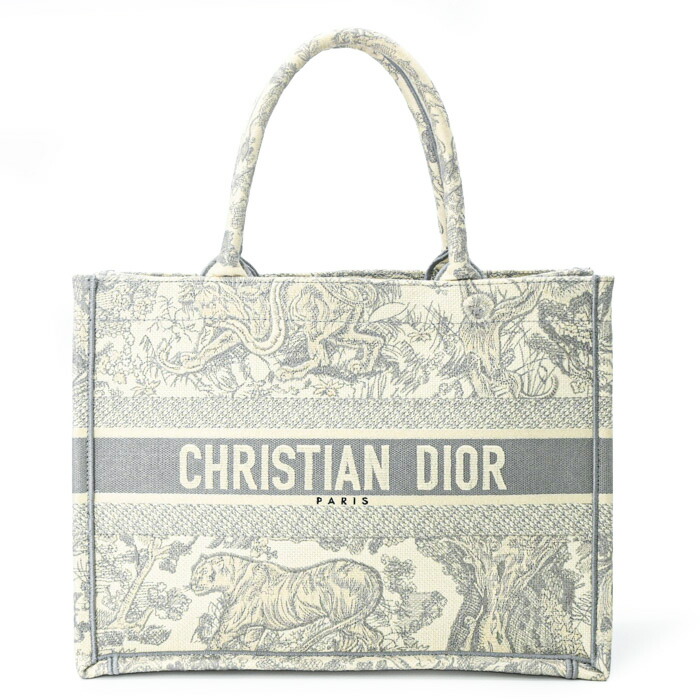 【美品】DIOR ディオール BOOK TOTE ブックトート ミディアム オブリーク エンブロイダリー ホワイト グレー 白 M1296ZTDT|ブランド買取販売SRC2号店