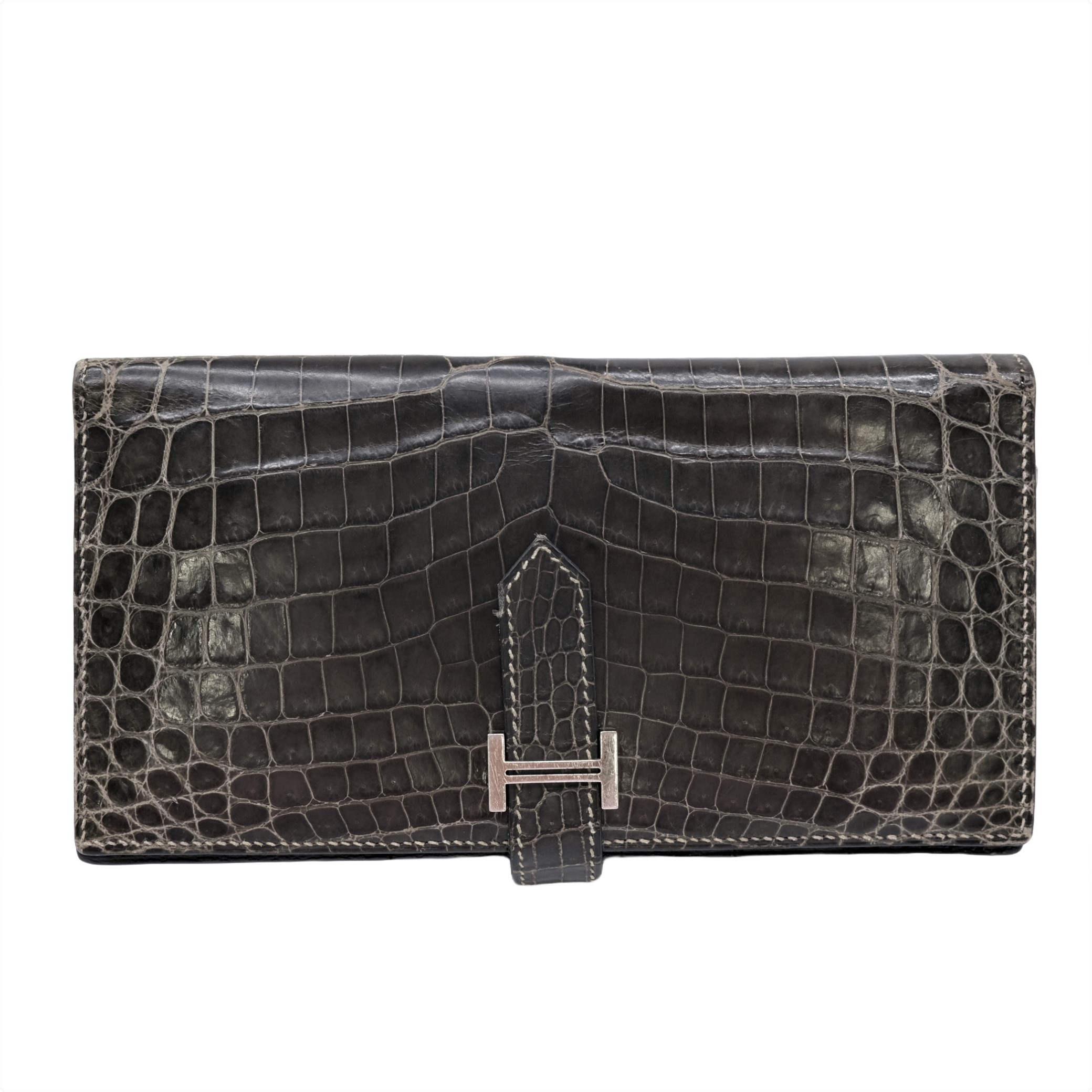 国内発送 エルメス アリゲーター ベアンコンパクトウォレット HERMES エルメス ベアンコンパクト アリゲーター トゥル