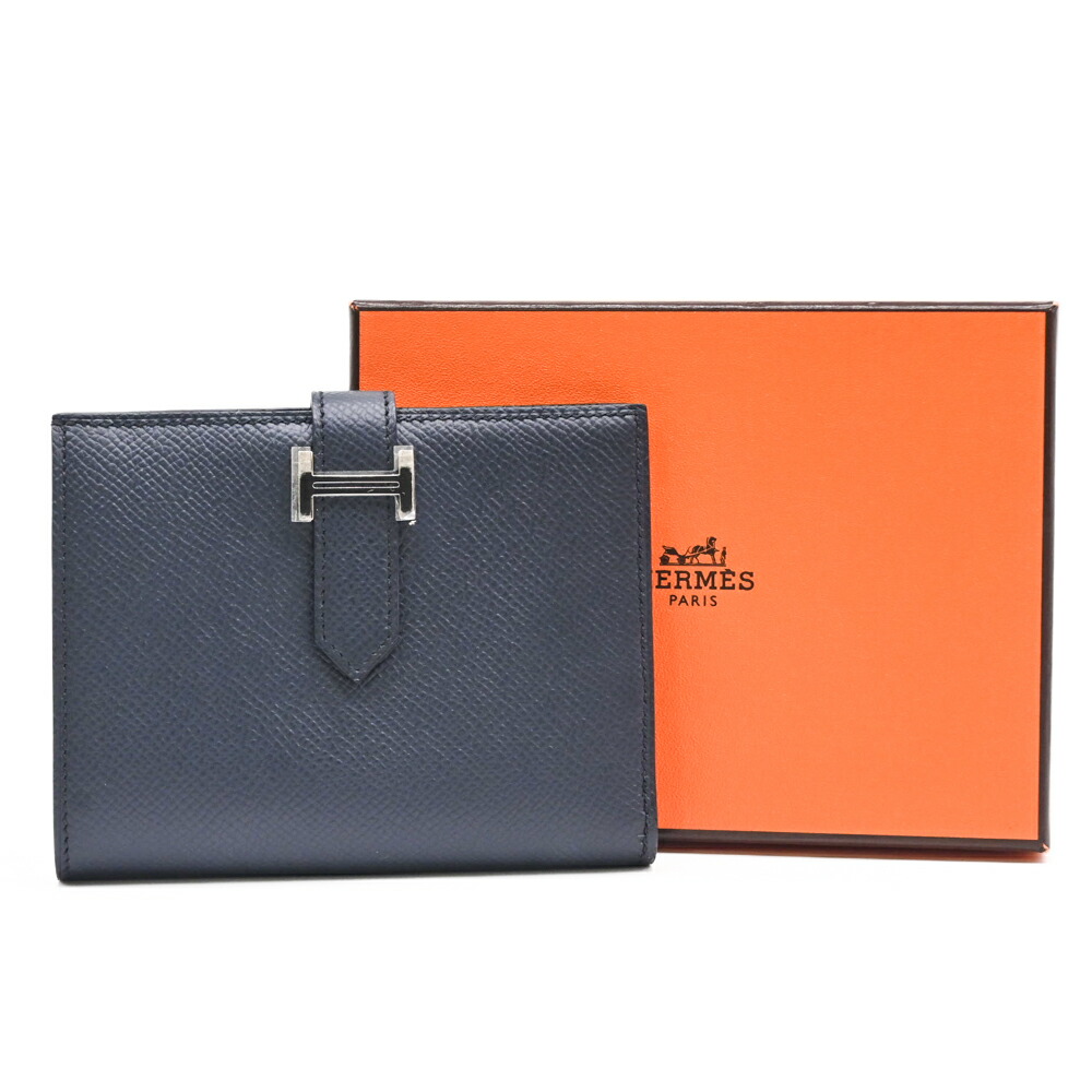 美品⭐︎HERMES べアンコンパクト二つ折り財布 エトゥープ エルメス エプソン エルメス 二つ折り財布 ベアンコンパクト エトゥープ/ゴールド