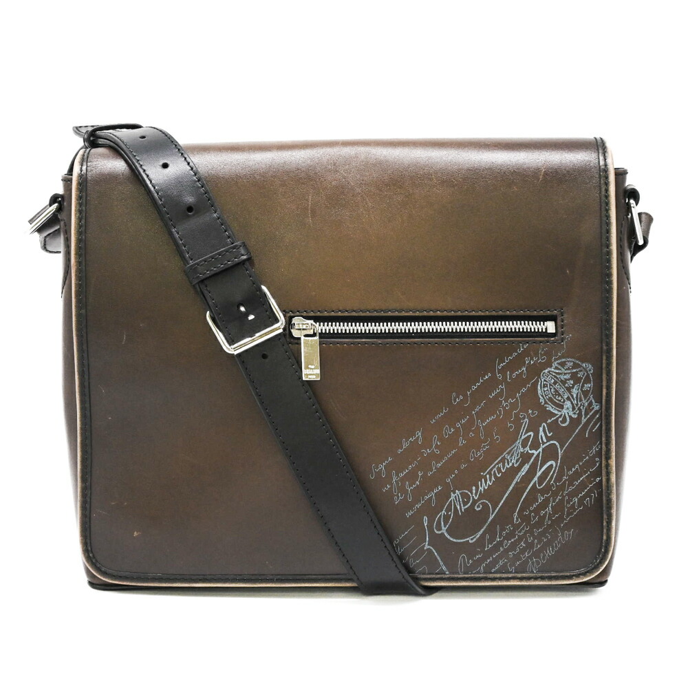 【Berluti】レザーショルダーバッグ【期間限定値下げ】 Berluti 美品 ベルルッティ カリグラフィ フリースクリット