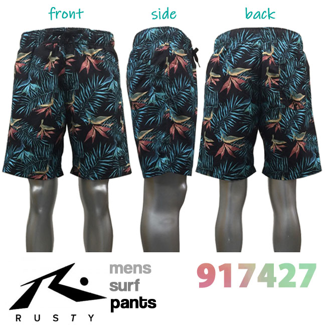 楽天市場 送料無料 サーフパンツ メンズ トランクス 海水パンツリゾート柄 インナー付 男性用 水着 夏 プール 海リーフ トロピカル Rusty ラスティ S R S