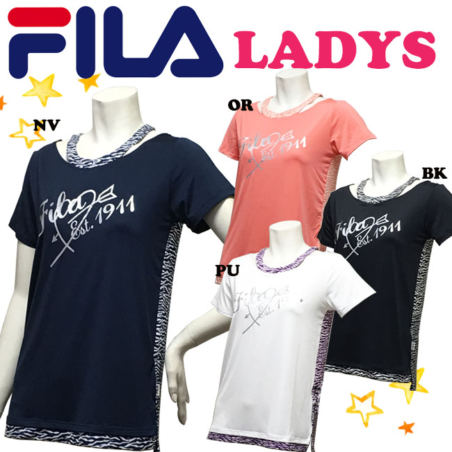 楽天市場 送料無料 Fl9579 Fila フィラ ｔシャツ 女性用文字プリント トップスダンス エアロビクス エクササイズ フィットネス レディース S R S