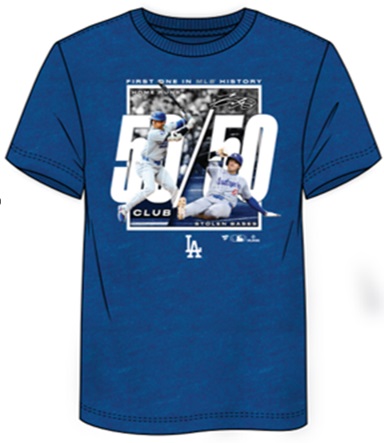 MLB - 大谷翔平 50-50 FIRST ONE IN MLB HISTORY Tシャツ 楽天市場】50/50 野球 ドジャース 大谷翔平 Tシャツ MLB