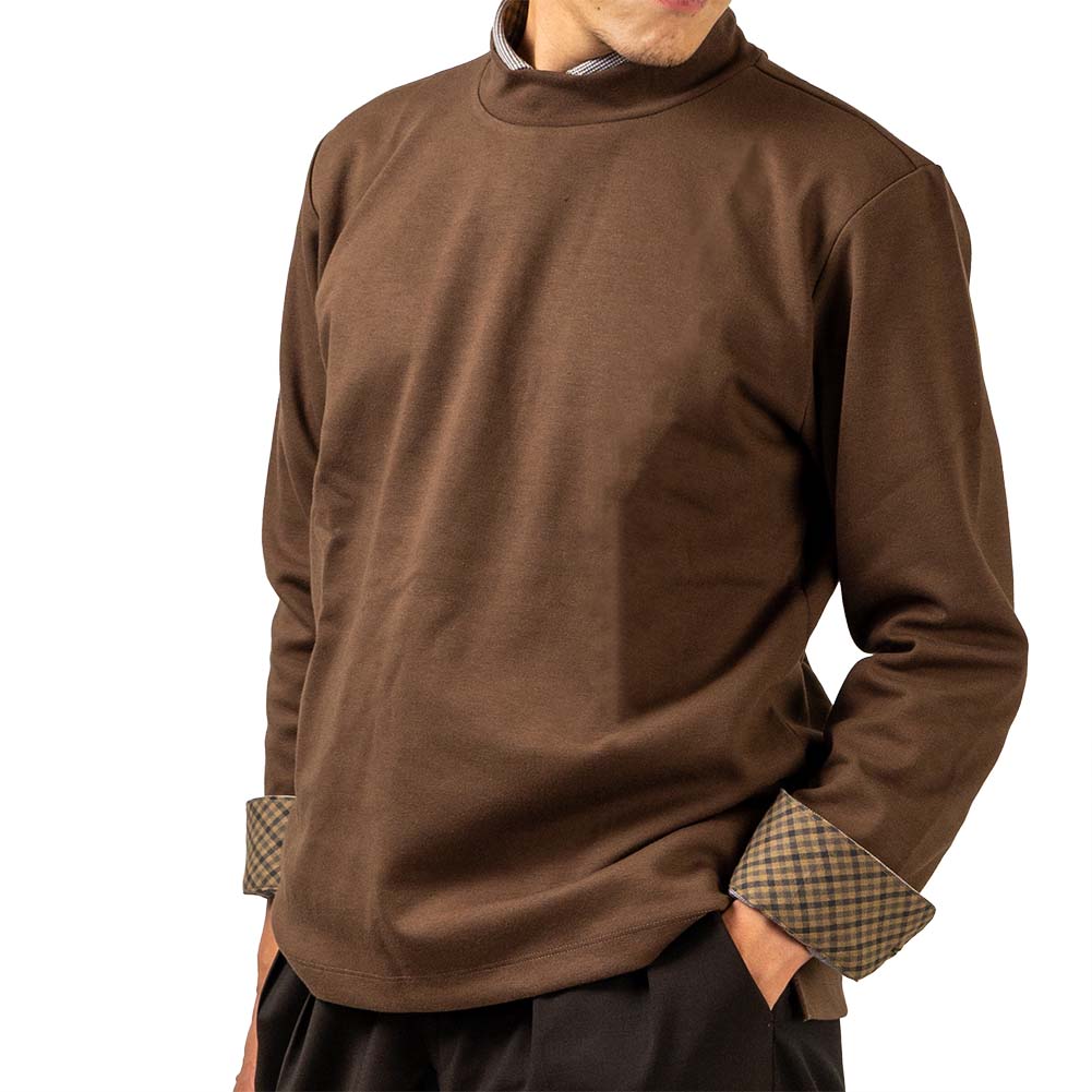 楽天市場】モックネック Tシャツ ブラウン 長袖 カジュアル : シャツハウス