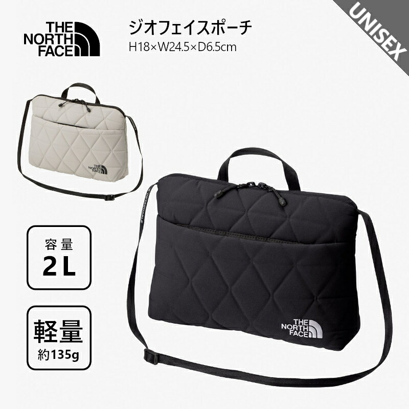 THE NORTH FACE ザ・ノース・フェイス ジオフェイスポーチ Geoface NM32356 ポーチ ショルダーバッグ サコッシュ メンズ レディース 2L 軽量 黒 斜めがけ ファスナー付き 小さめ マチあり バッグインバッグ