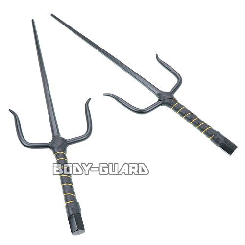 楽天市場】武具 十手 釵 サイ 琉球古武術 48CM 銀色 鉄製 二本