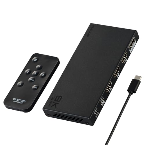 エレコム HDMI うつり変わり器 8K 60サイクル 4インプット1最終生産物 (HDMI ×3 + Type-C ×1) 遠隔操作付き添い人 【自動小銃・手動うつり変わりが選 貨物輸送無料