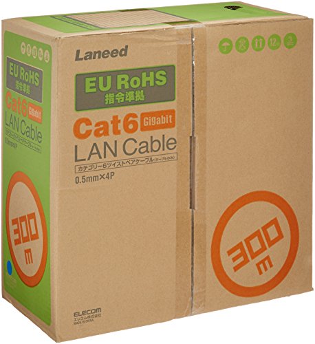 エレコム ローカルエリアネットワーク有線テレビ 300m 自作用 RoHS言い付ける判定基準 CAT6 青碧 LD-CT6/BU300/RS 貨物輸送無料