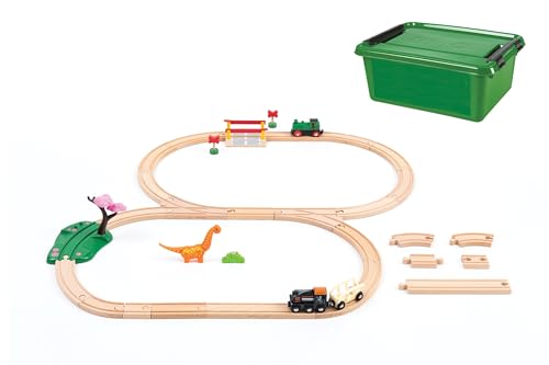 BRIO (ブリオ) 恐竜踏み切り仕掛ける(34天下太平) 607900 客体馬齢 3歳~ 【手あそび 手あそび 木製手あそび 木製軌跡 軌跡セ 貨物輸送無料