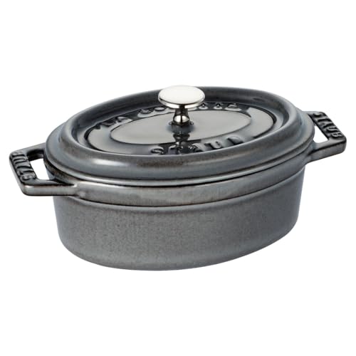 staub ストウブ 「 ミニ ピコ ココット オーバル 薄墨色 11糎 」 両手 鋳込み ホーロー 鍋 【日本置き目売りわたす品】 La Co 貨物輸送無料