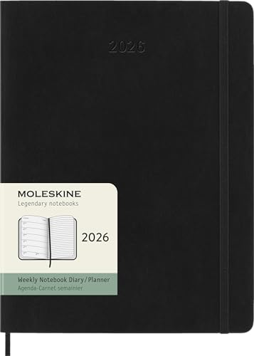モレスキン 手帳 2026年 1月始まり 12ヵ月 ウィークリーダイアリー XLサイズ (横19cm×縦25cm) ソフトカバー ブラッ 送料無料