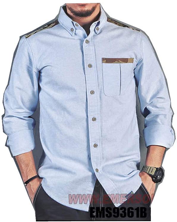 楽天市場 送料無料 Emerson製 Gen3 Leisureシャツ 長袖シャツ ワンポイント迷彩 メンズシャツ メンズアウター ライトブルー Soldier Tactical