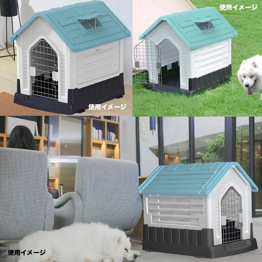 格安即決 ドッグケージ 折り畳み式 犬小屋 ペットケージ 組み立て簡単 工具不要 屋根付き 扉付き プラスチック製 キャンプ等にも サイズ L Fucoa Cl