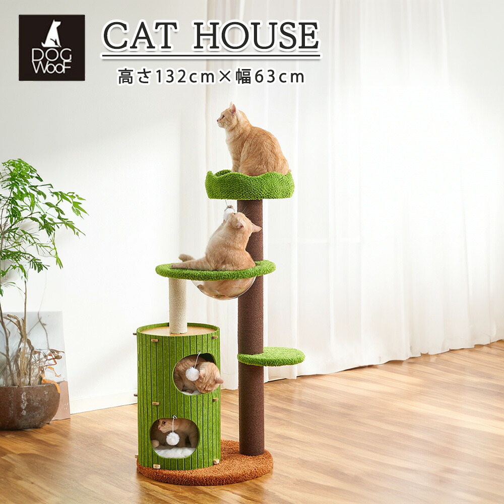 2段キャットハウス 透明カプセル付き キャットタワー 展望台 グリーン｜DOGOne公式店 ST-MART.2