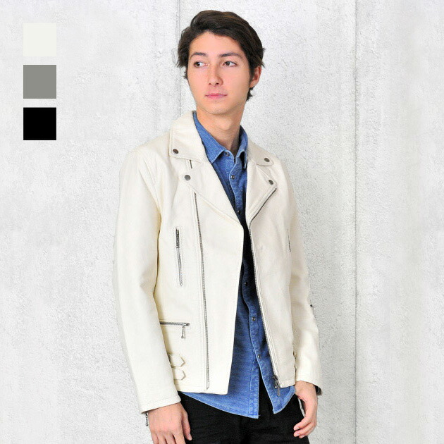 レザージャケット メンズ 本革 ホワイト 白 グレー ブラック 黒 M L Xl Ll 2l ライダース 革ジャン リアルレザー 春 秋 Evolution エボリューション Hk エイチケー Painfreepainrelief Com