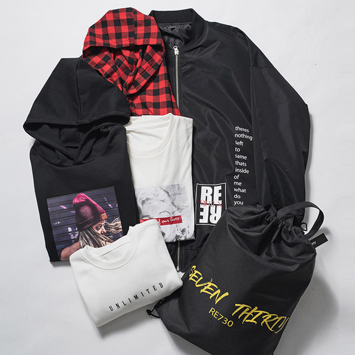 21激安通販 福袋 21 メンズ ストリート 韓国ファッション ビッグシルエット 大きいサイズ Big 6点 Ma1ジャケット プルパーカー トレーナー Tシャツ コーディガン Re730 セブンサーティー Fucoa Cl