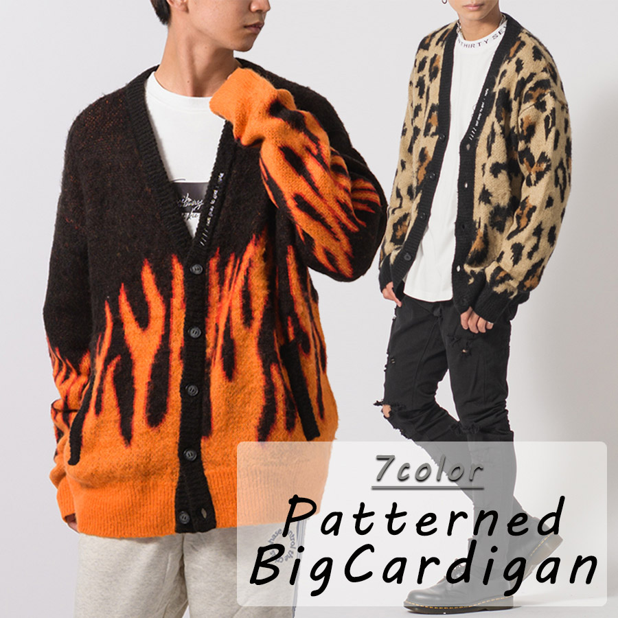 楽天市場】ファイヤーパターン モヘアタッチ起毛 ボタンレス ビッグ