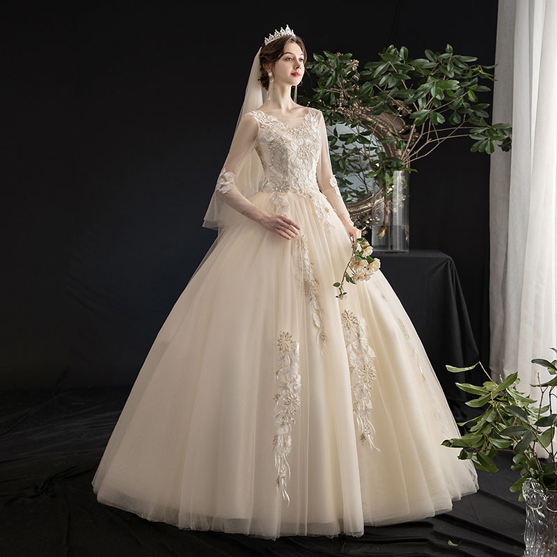 ブライダルドレスドレス ロングドレス wedding dress 袖あり 七分袖 五分袖 結婚式 ブライダルドレス 花嫁