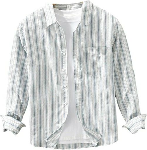 シャツ 長袖 メンズ ボタンダウン 綿麻シャツ 折り襟 タータンチェック グレンチェック ストライプ 春着 秋服 上着 柔らか 6,157円