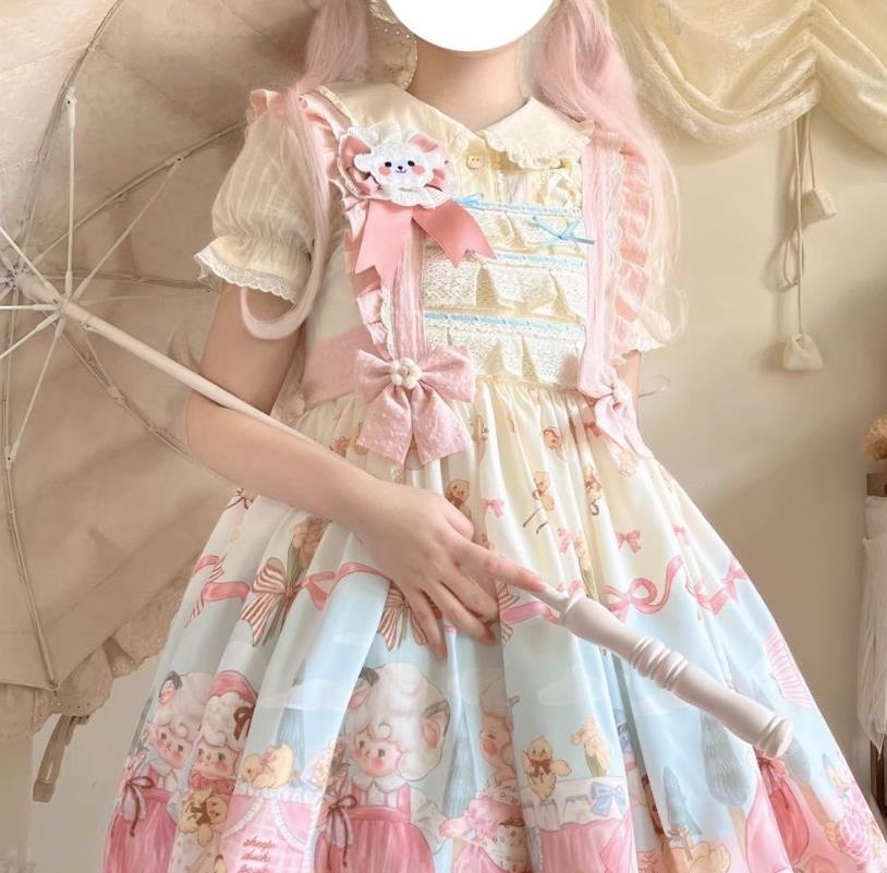ロリータ /羊柄/ワンピース　JSK OP ゴスロリ コスプレ メイド服 コスチューム 文化祭 学園祭 衣装 仮装 ハロウィン
