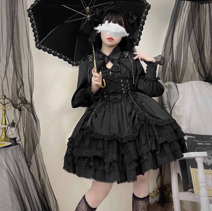 ロリータ /黒十字架　/ワンピース　JSK OP ゴスロリ コスプレ メイド服 コスチューム 文化祭 学園祭 衣装 仮装 ハロウ