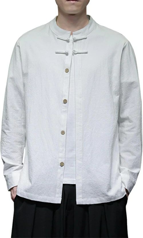 長袖シャツ メンズ M~5XL スタンド襟 唐装 チャイナボタン 大きいサイズ 立ち襟 カジュアル 肌触り良い カンフーシャ