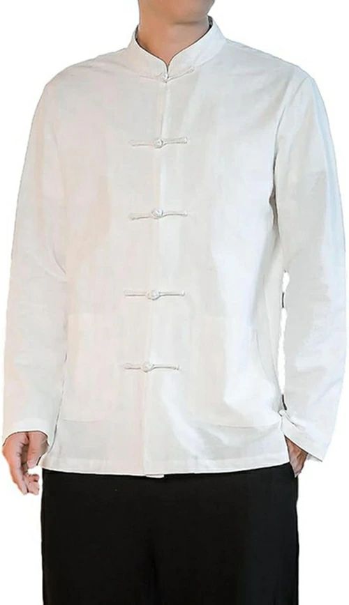チャイナ風シャツ メンズ 長袖 M~5XL 大きいサイズ 盤扣 ボタンダウン 中華服 ジャケットシャツ エスニック 伝統服 総柄 伝