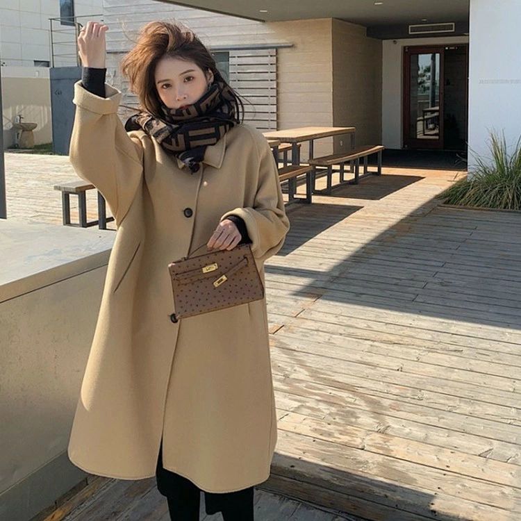 大 韓国 分かりやすい 心地好い 馬鹿でかい大きさ 弱められた大きさ 生あたたかい 厚地の外套 ロング厚地の外套 冬 レディース ラグラン捩り アウター
