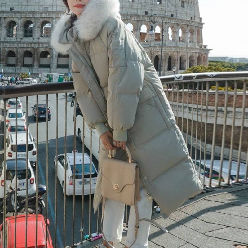 生あたたかい 防寒 窈窕たる 女子らしい ロング丈 長め丈 長袖 ボンネット付き添い人 毛革ボンネット 落ち込む厚地の外套 落ち込む上衣 レディース