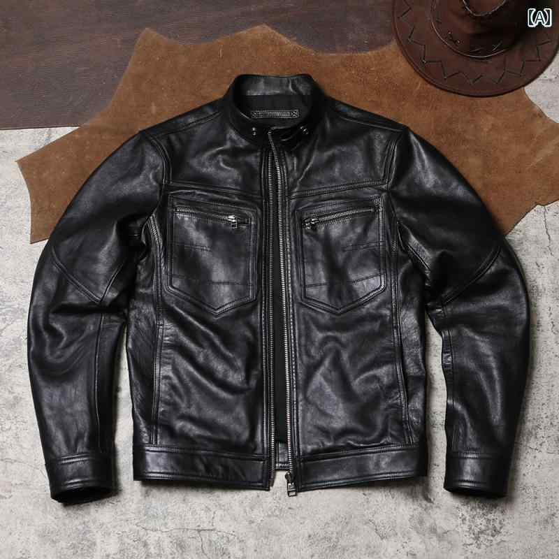 薄手 ソフト ジャケット 革 メンズ 春秋 モーターサイクルレザージャケット ヴィンテージ ブラッドピット モールスキン メンズ｜Sショップ
