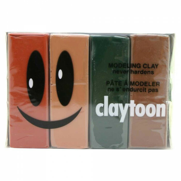 プレゼント オススメ 父 母 日用品 MODELING CLAY(モデリングクレイ)　claytoon(クレイトーン)　カラー油粘土　4色組(アース)　1Pound　3個セット 送料無料 お返し 贈答品
