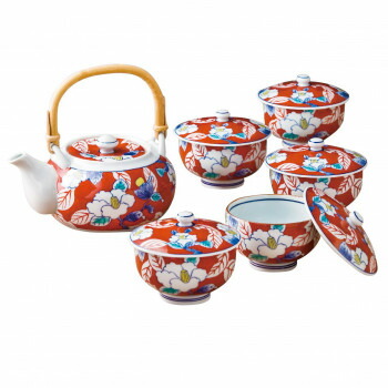 色彩山茶花 番茶器揃 677178 3591-020 【当店一番人気】