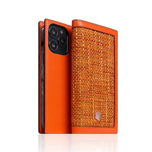 iPhone13・13 Proケース SLG Design Edition Calf Skin Leather Diary for iPhone 13 Pro 手帳型ケース オレンジ SD22131i13POR オススメ 送料無料