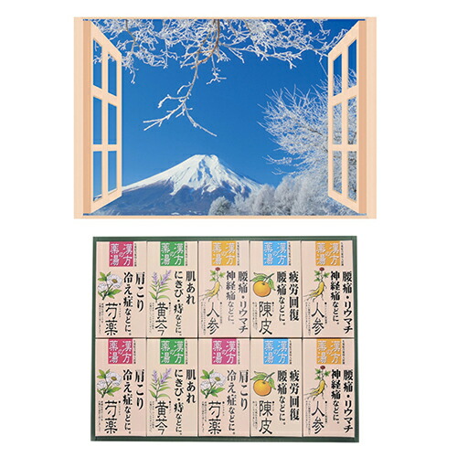 人気 おすすめ 定番 冬 お歳暮 ギフト クリスマス プレゼント アイデア 便利 グッズ 昭プラ お風呂のポスター 四季彩 雪富士 + 薬用入浴剤ギフトセット B6133529+8095654 お得 な全国一律 送料無料
