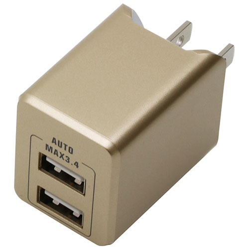 自動判別機能が付いた3.4Aの高出力モデル ・どのポートからでも充電可能なUSB2ポート ・端末機器2台同時充電可能 ・コンパクトに収納可能なスイングプラグ ・100V～240Vに対応、海外での使用可能 ※同時充電は合計出…