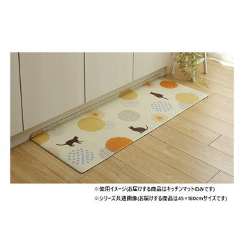 拭けるキッチンマット 約45×180cm ネコ柄 3495369 調理 料理 キッチン | 関連単語 ネット 缶切り アイス コルク ピーラー 計量 千切り カッター 着火 保存 容器 ビン おろし 絞り タナース プーン おたま ボウル フライパン しゃもじ 袋 パック 食品 弁当 俵