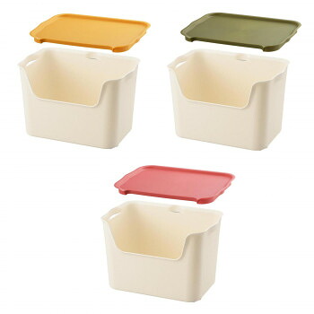 収納ケース　katasu(カタス)　ハコ　L3個+フタ3色セット　イエロー/グリーン/ピンク 家具 収納 ラック | 関連単語 キャビネット 本棚 ベンチ収納 扉付き収納 カラーボックス 書類ラック テレビボード ディスプレイラック 隙間収納 パントリーラック キッチンラック