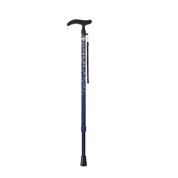 フジホーム　ステッキ　杖　アクティブグレース伸縮S　ボタニカルネイビー WB5227 介護 介助 サービス 福祉 ケア 認知 高齢 | 関連単語 介護用品 介護ベッド 歩行補助 車椅子 シルバーカー リハビリ 日常生活支援 介護食 介護施設 デイサービス 訪問介護 在宅介護